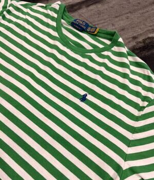 Polo Ralph Lauren XXL Classic Fit Green White Striped Pony Tee Shirt Preppy